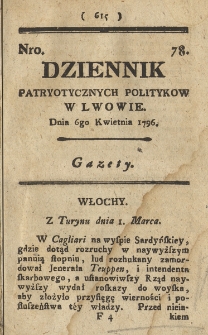 Dziennik Patryotycznych Politykow we Lwowie. 1796, nr 78