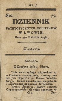 Dziennik Patryotycznych Politykow we Lwowie. 1796, nr 79