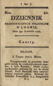 Dziennik Patryotycznych Politykow we Lwowie. 1796, nr 80