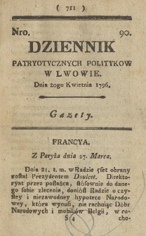 Dziennik Patryotycznych Politykow we Lwowie. 1796, nr 90