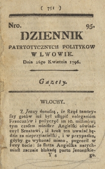 Dziennik Patryotycznych Politykow we Lwowie. 1796, nr 95