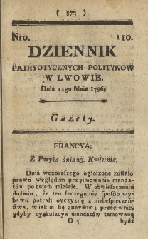 Dziennik Patryotycznych Politykow we Lwowie. 1796, nr 110