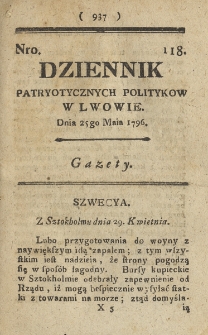 Dziennik Patryotycznych Politykow we Lwowie. 1796, nr 118