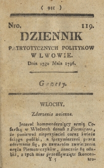 Dziennik Patryotycznych Politykow we Lwowie. 1796, nr 119