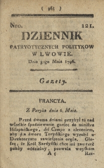Dziennik Patryotycznych Politykow we Lwowie. 1796, nr 121