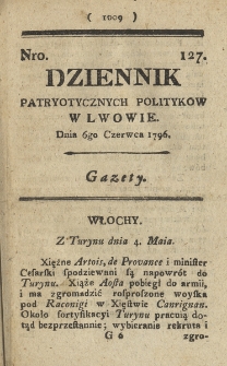 Dziennik Patryotycznych Politykow we Lwowie. 1796, nr 127