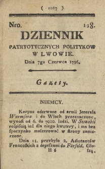 Dziennik Patryotycznych Politykow we Lwowie. 1796, nr 128