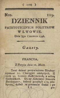 Dziennik Patryotycznych Politykow we Lwowie. 1796, nr 129