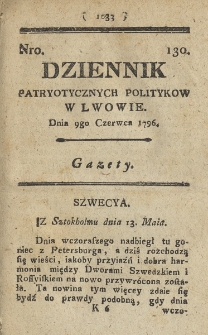 Dziennik Patryotycznych Politykow we Lwowie. 1796, nr 130