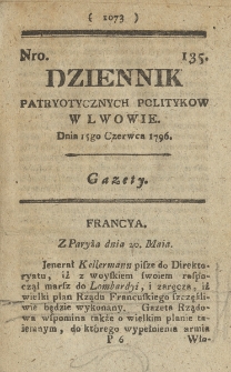 Dziennik Patryotycznych Politykow we Lwowie. 1796, nr 135