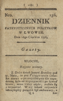 Dziennik Patryotycznych Politykow we Lwowie. 1796, nr 136