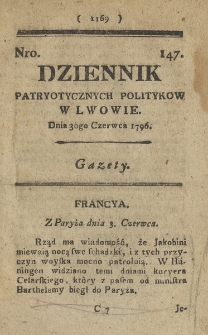 Dziennik Patryotycznych Politykow we Lwowie. 1796, nr 147