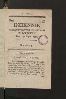 Dziennik Patryotycznych Politykow we Lwowie. 1796, nr 148