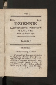 Dziennik Patryotycznych Politykow we Lwowie. 1796, nr 149