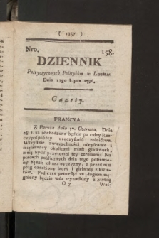 Dziennik Patryotycznych Politykow we Lwowie. 1796, nr 158