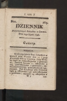 Dziennik Patryotycznych Politykow we Lwowie. 1796, nr 165