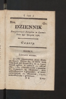 Dziennik Patryotycznych Politykow we Lwowie. 1796, nr 180