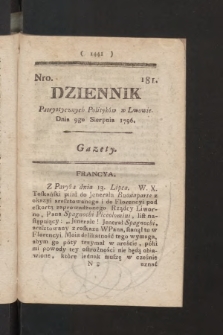 Dziennik Patryotycznych Politykow we Lwowie. 1796, nr 181