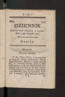 Dziennik Patryotycznych Politykow we Lwowie. 1796, nr 190