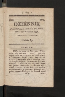 Dziennik Patryotycznych Politykow we Lwowie. 1796, nr 205