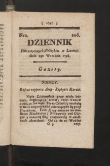 Dziennik Patryotycznych Politykow we Lwowie. 1796, nr 206