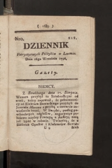Dziennik Patryotycznych Politykow we Lwowie. 1796, nr 212