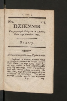 Dziennik Patryotycznych Politykow we Lwowie. 1796, nr 214
