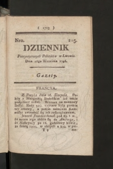 Dziennik Patryotycznych Politykow we Lwowie. 1796, nr 215