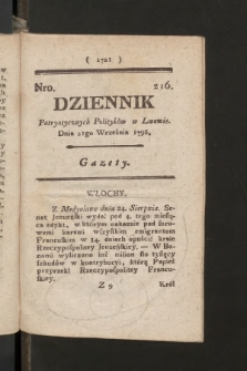 Dziennik Patryotycznych Politykow we Lwowie. 1796, nr 216