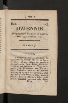 Dziennik Patryotycznych Politykow we Lwowie. 1796, nr 218