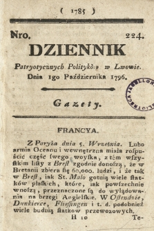 Dziennik Patryotycznych Politykow we Lwowie. 1796, nr 224