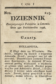 Dziennik Patryotycznych Politykow we Lwowie. 1796, nr 225