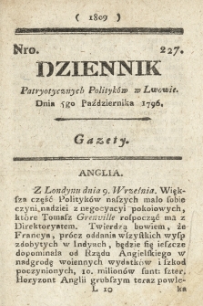 Dziennik Patryotycznych Politykow we Lwowie. 1796, nr 227