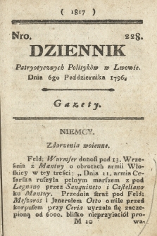 Dziennik Patryotycznych Politykow we Lwowie. 1796, nr 228