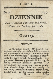 Dziennik Patryotycznych Politykow we Lwowie. 1796, nr 229