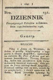 Dziennik Patryotycznych Politykow we Lwowie. 1796, nr 231