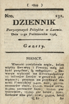 Dziennik Patryotycznych Politykow we Lwowie. 1796, nr 232