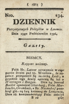 Dziennik Patryotycznych Politykow we Lwowie. 1796, nr 234