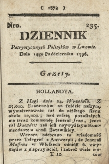 Dziennik Patryotycznych Politykow we Lwowie. 1796, nr 235