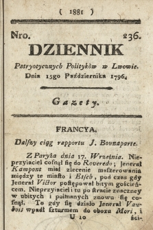 Dziennik Patryotycznych Politykow we Lwowie. 1796, nr 236