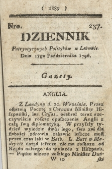 Dziennik Patryotycznych Politykow we Lwowie. 1796, nr 237