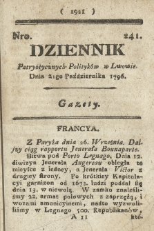 Dziennik Patryotycznych Politykow we Lwowie. 1796, nr 241