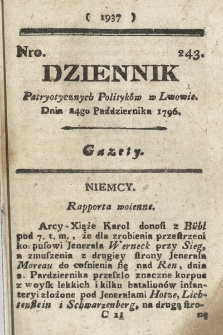 Dziennik Patryotycznych Politykow we Lwowie. 1796, nr 243