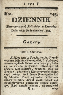 Dziennik Patryotycznych Politykow we Lwowie. 1796, nr 245