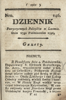 Dziennik Patryotycznych Politykow we Lwowie. 1796, nr 246