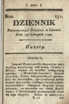 Dziennik Patryotycznych Politykow we Lwowie. 1796, nr 251