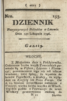 Dziennik Patryotycznych Politykow we Lwowie. 1796, nr 253