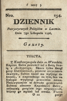 Dziennik Patryotycznych Politykow we Lwowie. 1796, nr 254