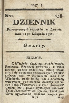 Dziennik Patryotycznych Politykow we Lwowie. 1796, nr 258