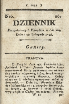 Dziennik Patryotycznych Politykow we Lwowie. 1796, nr 261